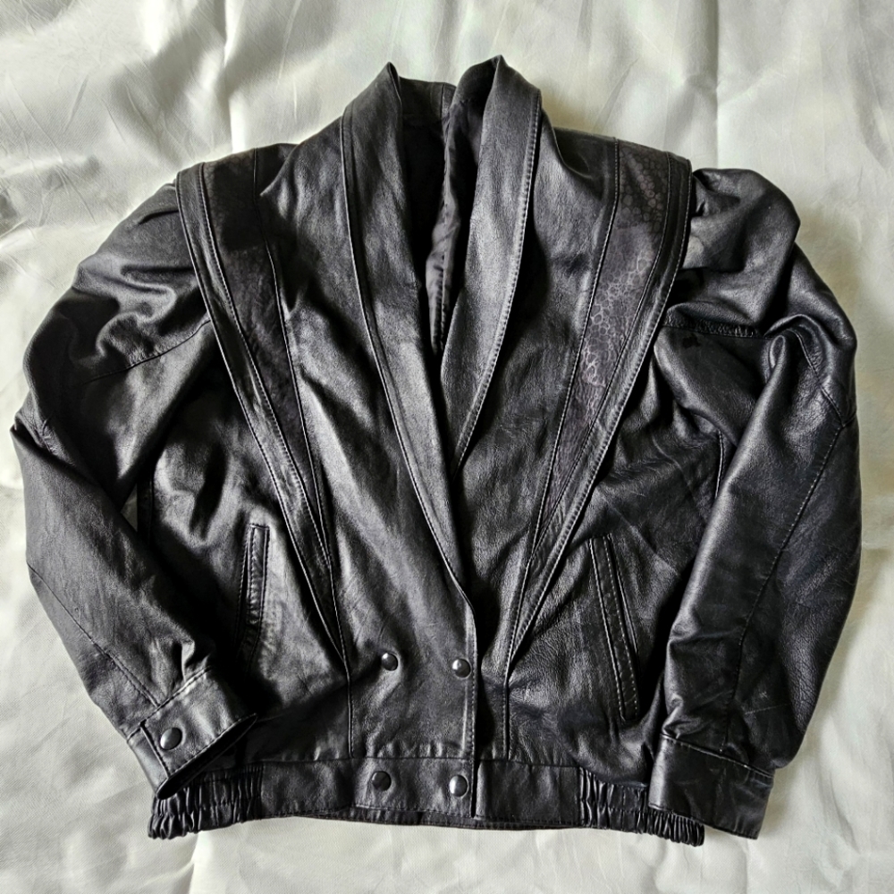 Vintage Ladies Bomber Jacket Faux leather size 12